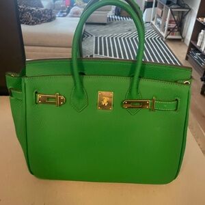 Green Faux Leather Handbag Firkin Faux Birkin!